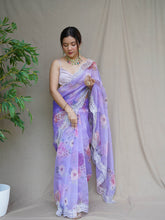 Handwork Best New Arrivals Organza Lavender Saree